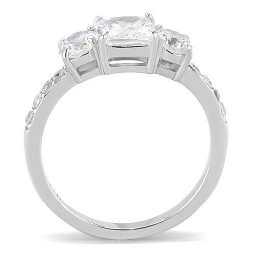 High polished (no plating) Stainless Steel Ring with AAA Grade CZ  in Clear