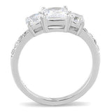 High polished (no plating) Stainless Steel Ring with AAA Grade CZ  in Clear
