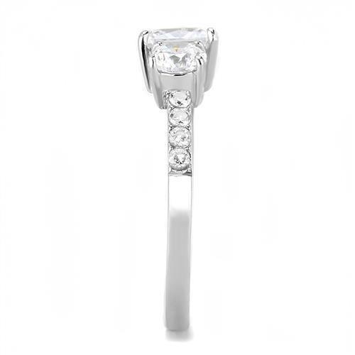 High polished (no plating) Stainless Steel Ring with AAA Grade CZ  in Clear