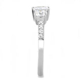 High polished (no plating) Stainless Steel Ring with AAA Grade CZ  in Clear