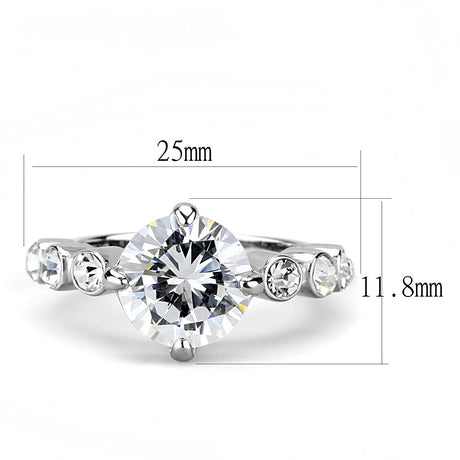 High polished (no plating) Stainless Steel Ring with AAA Grade CZ  in Clear