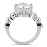 High polished (no plating) Stainless Steel Ring with AAA Grade CZ  in Clear