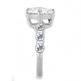High polished (no plating) Stainless Steel Ring with AAA Grade CZ  in Clear