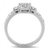 TK3248 High polished (no plating) Stainless Steel Ring with Top Grade Crystal in Clear