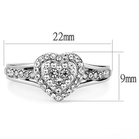 High polished (no plating) Stainless Steel Ring with Top Grade Crystal  in Clear
