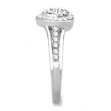 High polished (no plating) Stainless Steel Ring with Top Grade Crystal  in Clear