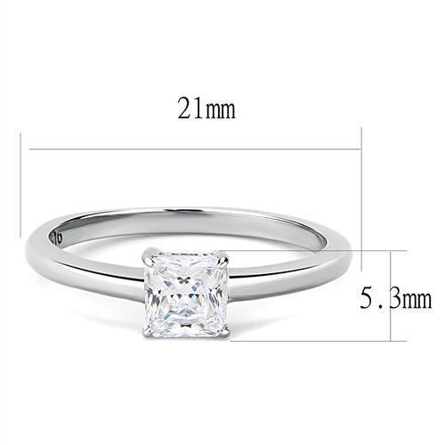 High polished (no plating) Stainless Steel Ring with AAA Grade CZ  in Clear