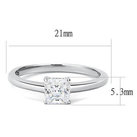 High polished (no plating) Stainless Steel Ring with AAA Grade CZ  in Clear
