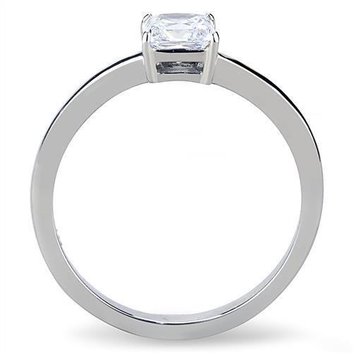 High polished (no plating) Stainless Steel Ring with AAA Grade CZ  in Clear