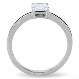High polished (no plating) Stainless Steel Ring with AAA Grade CZ  in Clear