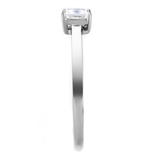 High polished (no plating) Stainless Steel Ring with AAA Grade CZ  in Clear