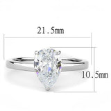 High polished (no plating) Stainless Steel Ring with AAA Grade CZ  in Clear