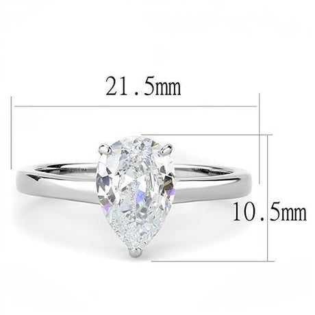 High polished (no plating) Stainless Steel Ring with AAA Grade CZ  in Clear