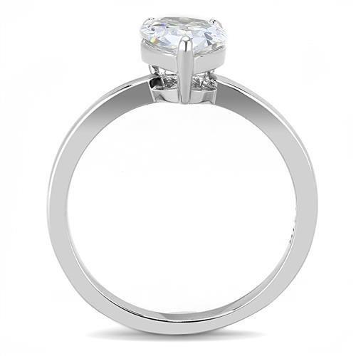 High polished (no plating) Stainless Steel Ring with AAA Grade CZ  in Clear
