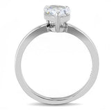 High polished (no plating) Stainless Steel Ring with AAA Grade CZ  in Clear