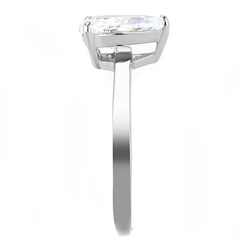 High polished (no plating) Stainless Steel Ring with AAA Grade CZ  in Clear