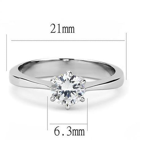 High polished (no plating) Stainless Steel Ring with AAA Grade CZ  in Clear