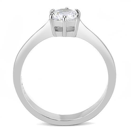 High polished (no plating) Stainless Steel Ring with AAA Grade CZ  in Clear