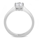 High polished (no plating) Stainless Steel Ring with AAA Grade CZ  in Clear
