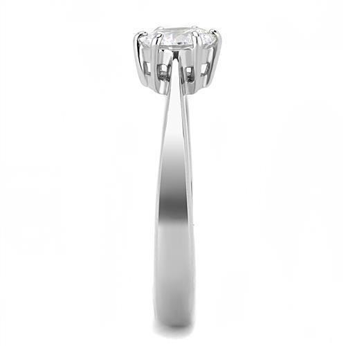 High polished (no plating) Stainless Steel Ring with AAA Grade CZ  in Clear
