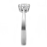 High polished (no plating) Stainless Steel Ring with AAA Grade CZ  in Clear