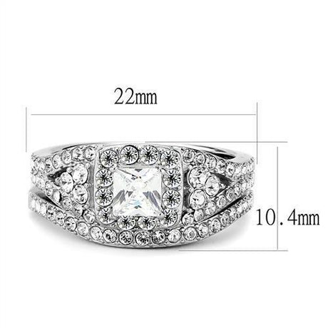 High polished (no plating) Stainless Steel Ring with AAA Grade CZ  in Clear