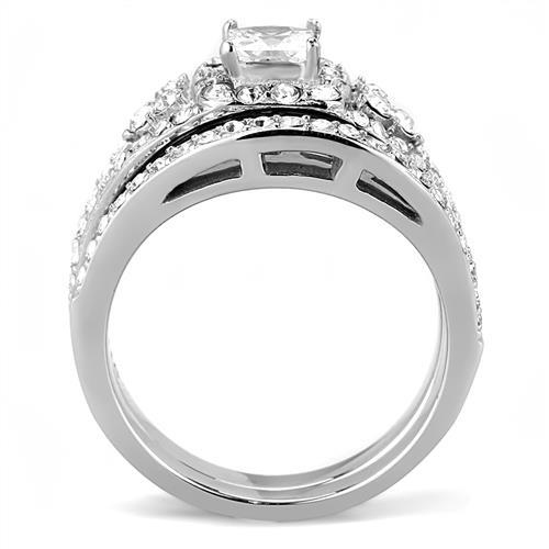 High polished (no plating) Stainless Steel Ring with AAA Grade CZ  in Clear