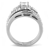 High polished (no plating) Stainless Steel Ring with AAA Grade CZ  in Clear