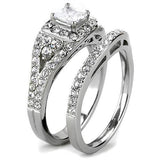 High polished (no plating) Stainless Steel Ring with AAA Grade CZ  in Clear