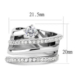 High polished (no plating) Stainless Steel Ring with AAA Grade CZ  in Clear