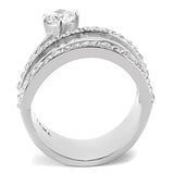 High polished (no plating) Stainless Steel Ring with AAA Grade CZ  in Clear
