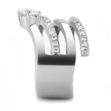 High polished (no plating) Stainless Steel Ring with AAA Grade CZ  in Clear
