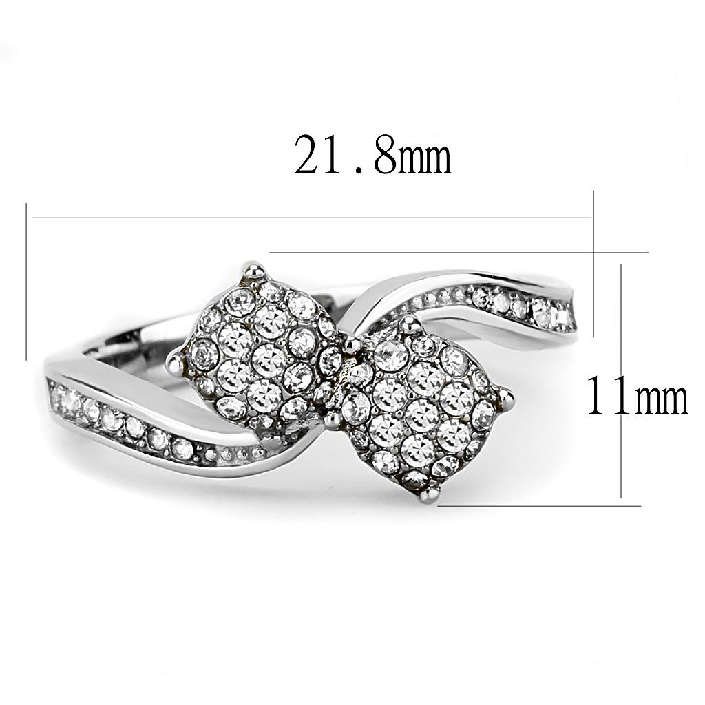 High polished (no plating) Stainless Steel Ring with Top Grade Crystal  in Clear