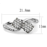 High polished (no plating) Stainless Steel Ring with Top Grade Crystal  in Clear