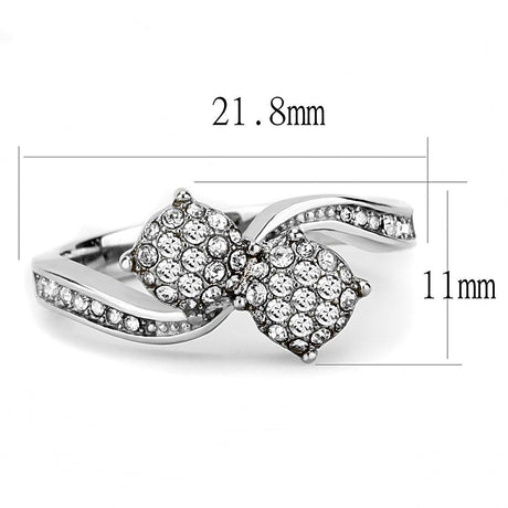 High polished (no plating) Stainless Steel Ring with Top Grade Crystal  in Clear