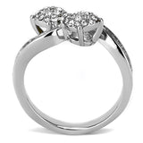 High polished (no plating) Stainless Steel Ring with Top Grade Crystal  in Clear
