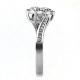 High polished (no plating) Stainless Steel Ring with Top Grade Crystal  in Clear