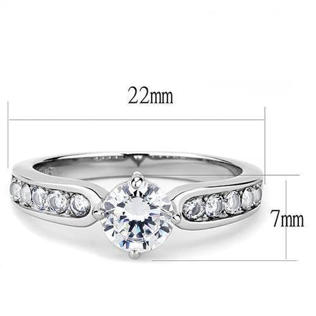 High polished (no plating) Stainless Steel Ring with AAA Grade CZ  in Clear