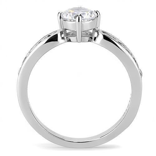 High polished (no plating) Stainless Steel Ring with AAA Grade CZ  in Clear
