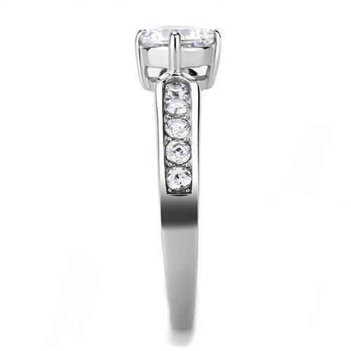 High polished (no plating) Stainless Steel Ring with AAA Grade CZ  in Clear