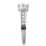 High polished (no plating) Stainless Steel Ring with AAA Grade CZ  in Clear