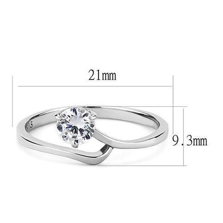 High polished (no plating) Stainless Steel Ring with AAA Grade CZ  in Clear