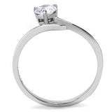 High polished (no plating) Stainless Steel Ring with AAA Grade CZ  in Clear