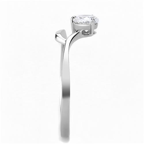 High polished (no plating) Stainless Steel Ring with AAA Grade CZ  in Clear