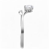 High polished (no plating) Stainless Steel Ring with AAA Grade CZ  in Clear