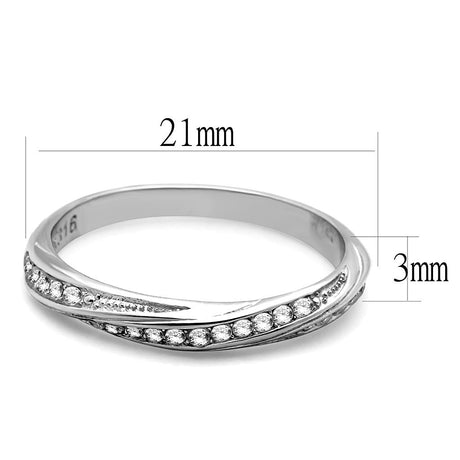 High polished (no plating) Stainless Steel Ring with AAA Grade CZ  in Clear