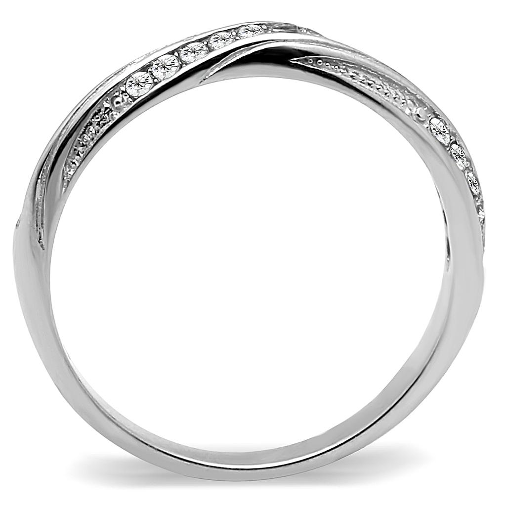 High polished (no plating) Stainless Steel Ring with AAA Grade CZ  in Clear
