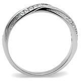 High polished (no plating) Stainless Steel Ring with AAA Grade CZ  in Clear