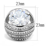 High polished (no plating) Stainless Steel Ring with AAA Grade CZ  in Clear