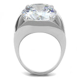 High polished (no plating) Stainless Steel Ring with AAA Grade CZ  in Clear